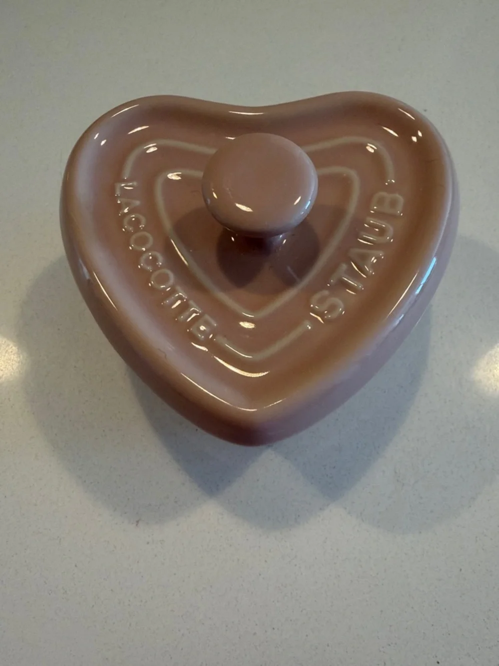 STAUB Heart Mini Cocotte Heart Ramekin Covered Pale Pink 4” NWOT